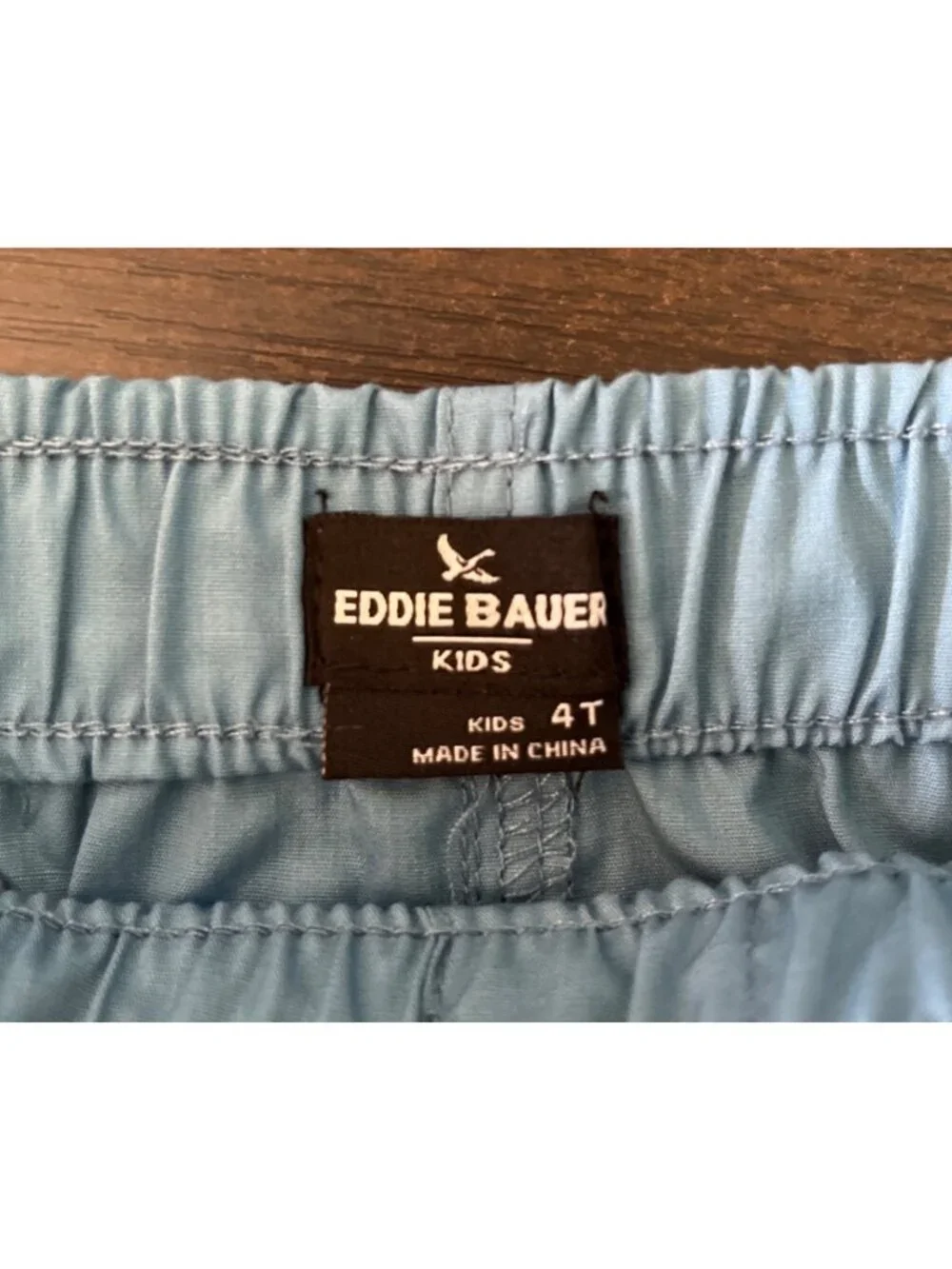 NWT Eddie Bauer Boys 4T Blue Swim Trunks Pockets Lined Drawstring Elastic Waist
